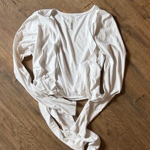 Beyond Yoga White Long Sleeve Wrap Top